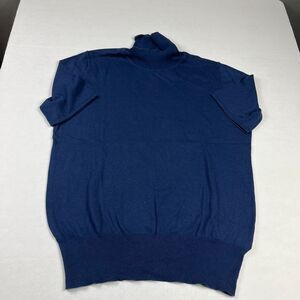 Daniel Hechter Womens Silk Blend Turtleneck Sweater Blue Short Sleeve Size 18 US